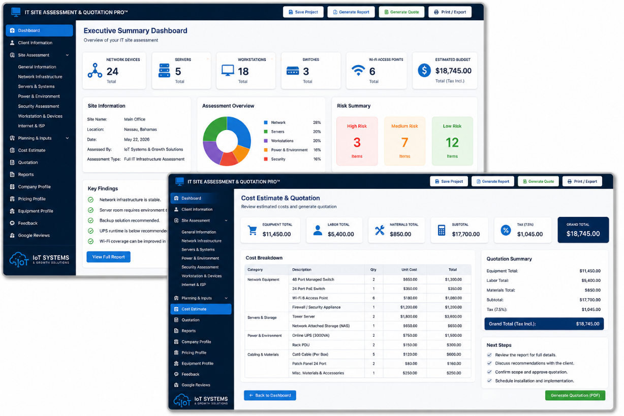 IT Site Assessment & Quotation Pro Software Preview