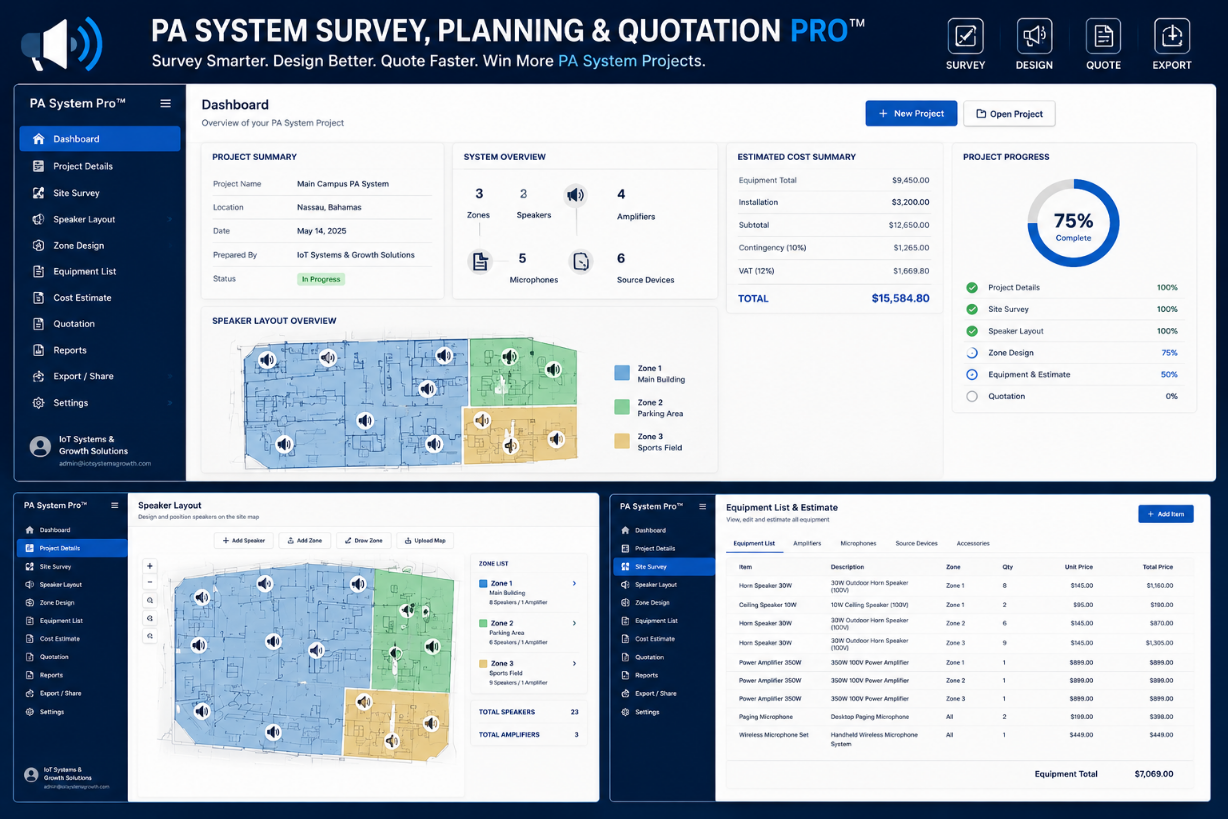 PA System Survey, Planning & Quotation Pro Software Preview