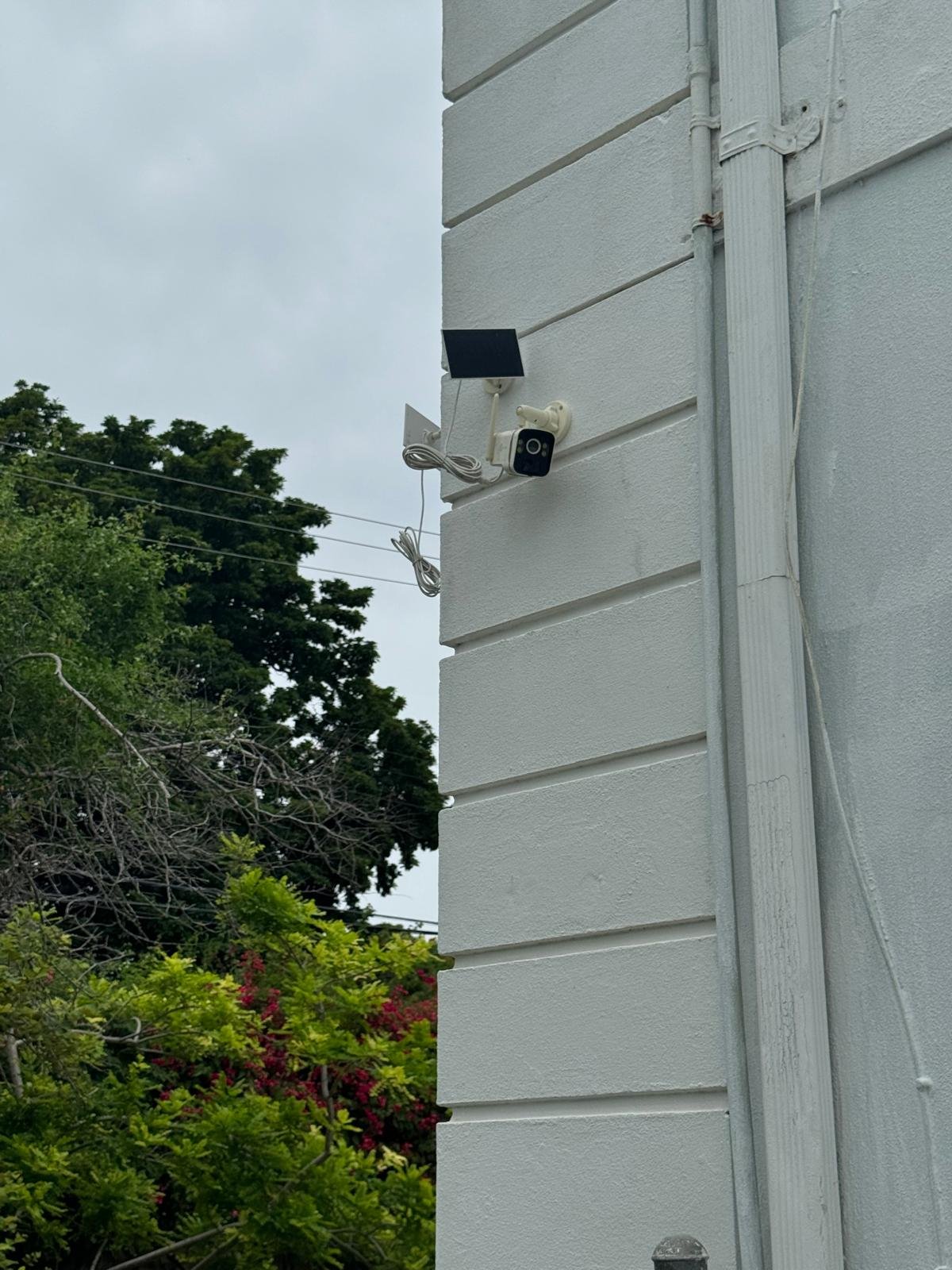 Solar panel security camera installation