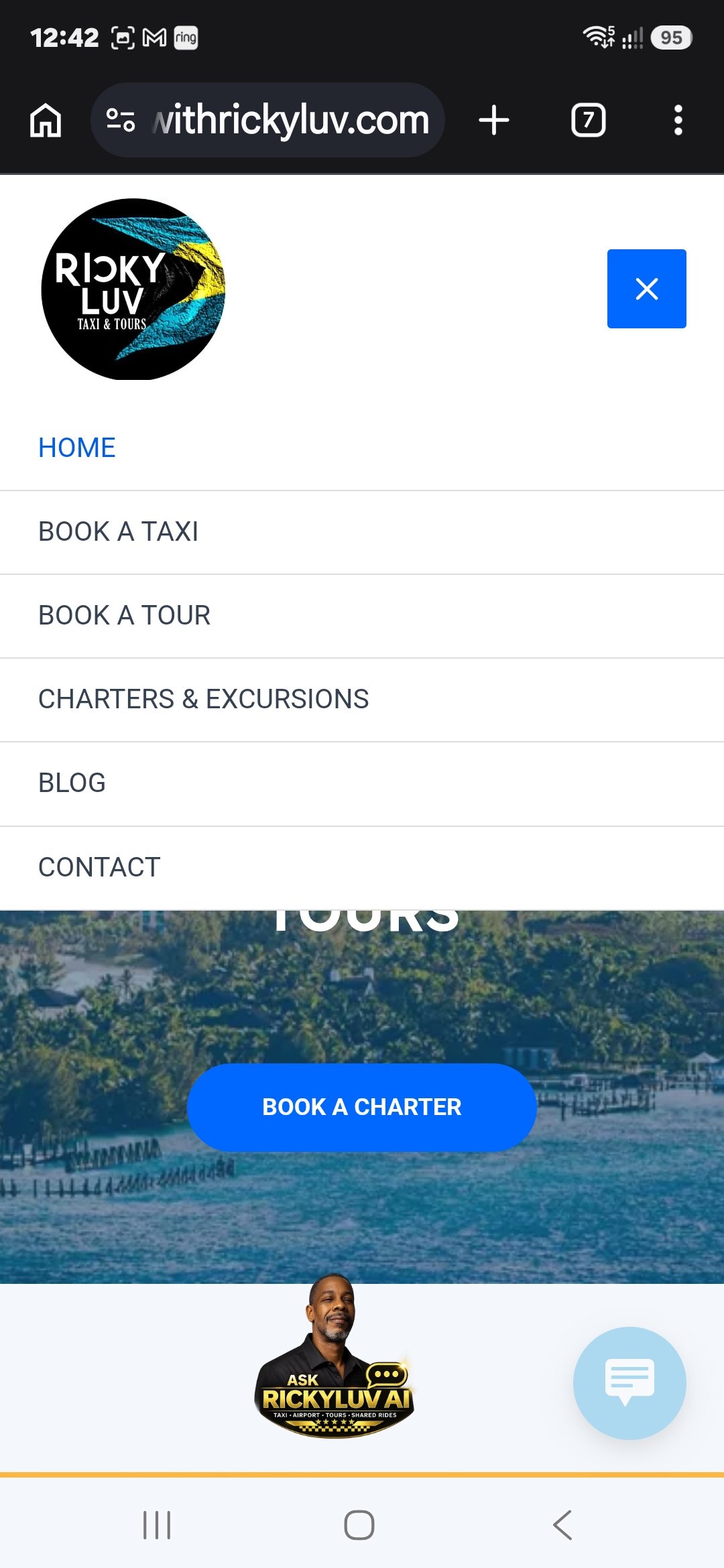 Rickyluv Bahamas Taxi and Tour website screenshot 2