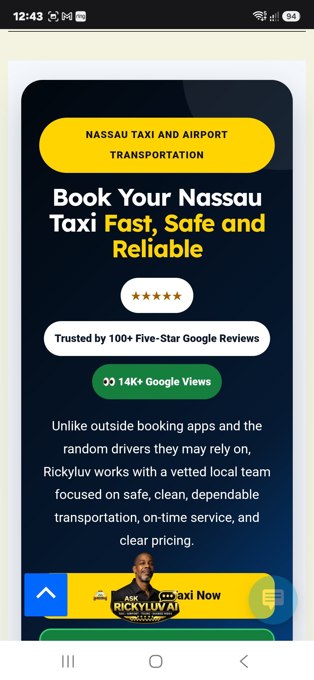 Rickyluv Bahamas Taxi and Tour website screenshot 3