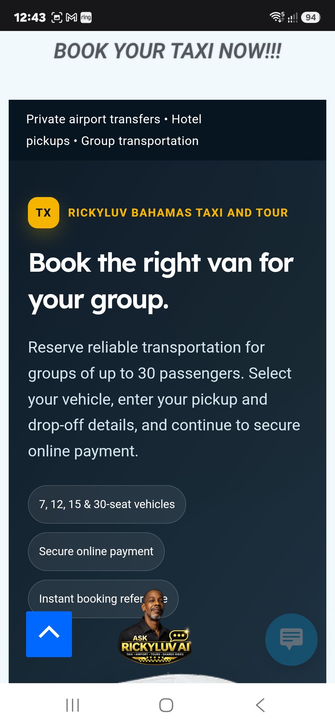 Rickyluv Bahamas Taxi and Tour website screenshot 4