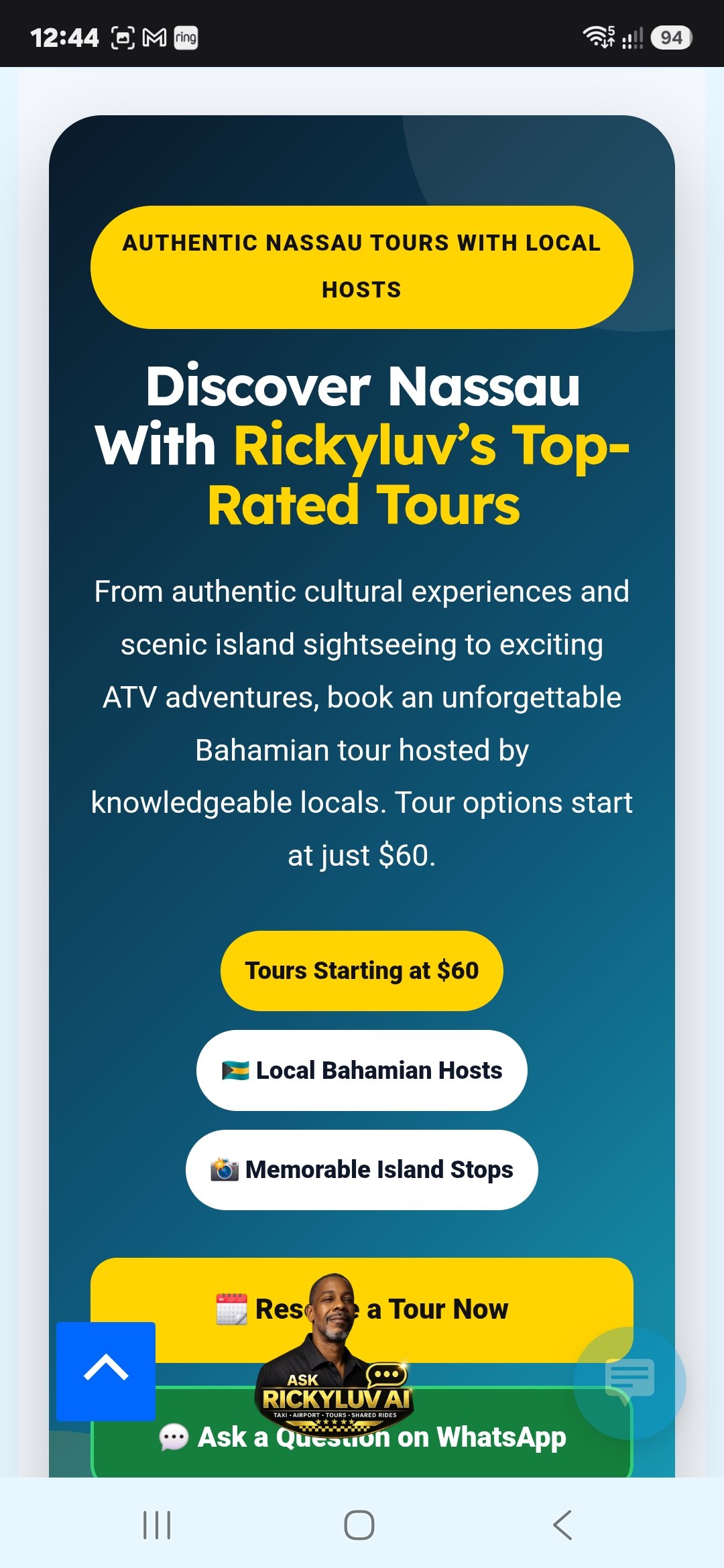 Rickyluv Bahamas Taxi and Tour website screenshot 6