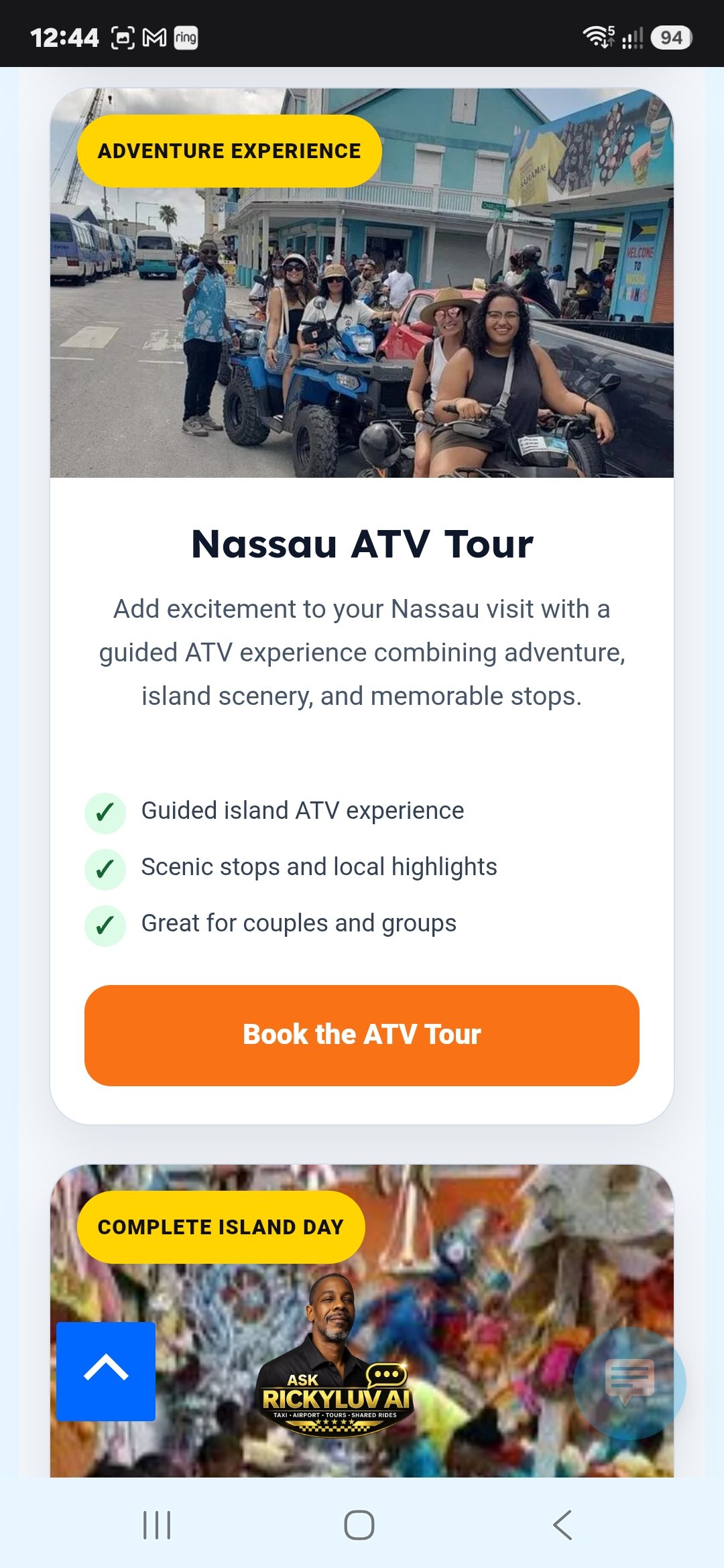 Rickyluv Bahamas Taxi and Tour website screenshot 8