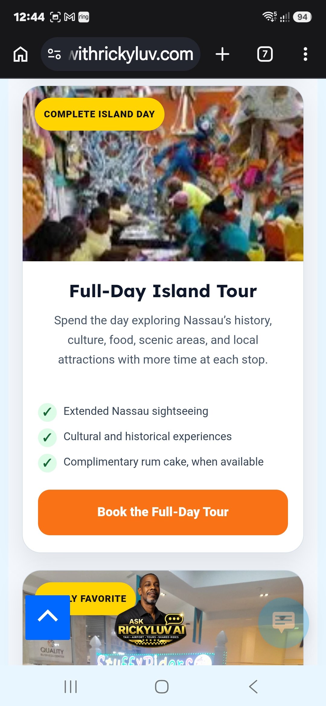 Rickyluv Bahamas Taxi and Tour website screenshot 9