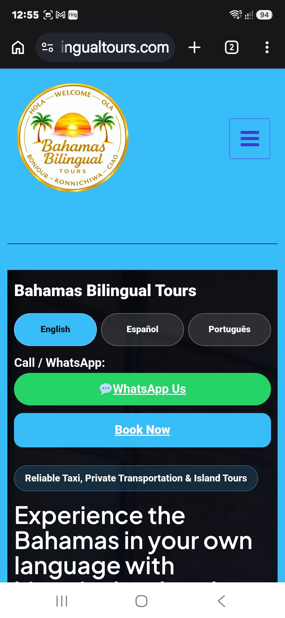 Bahamas Bilingual Tours multilingual website