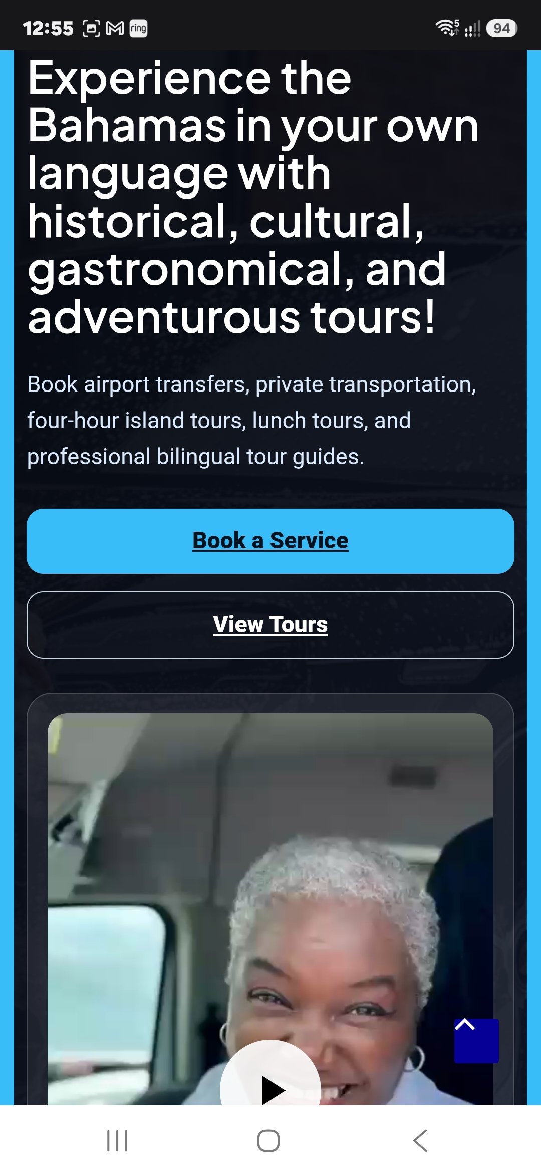 Bahamas Bilingual Tours website screenshot 2