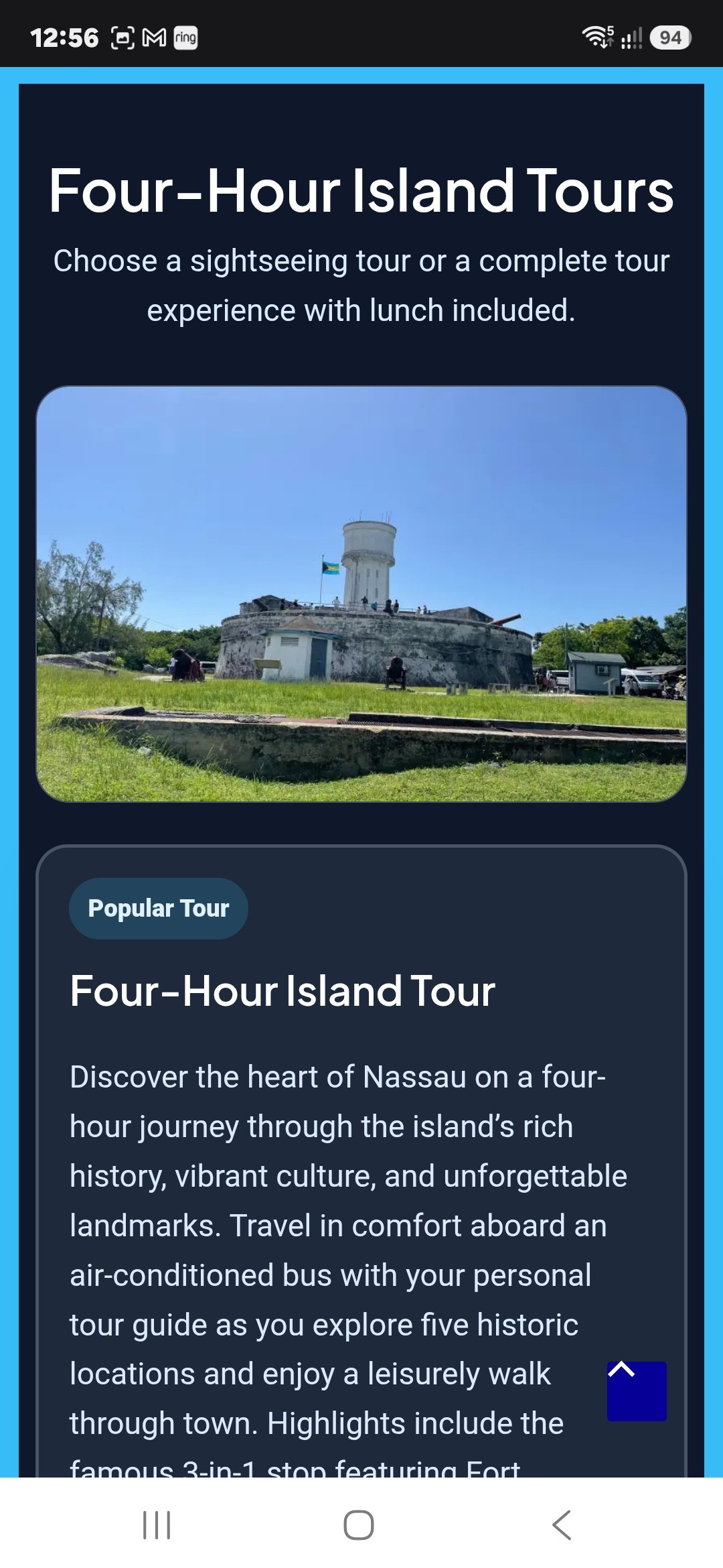 Bahamas Bilingual Tours website screenshot 7