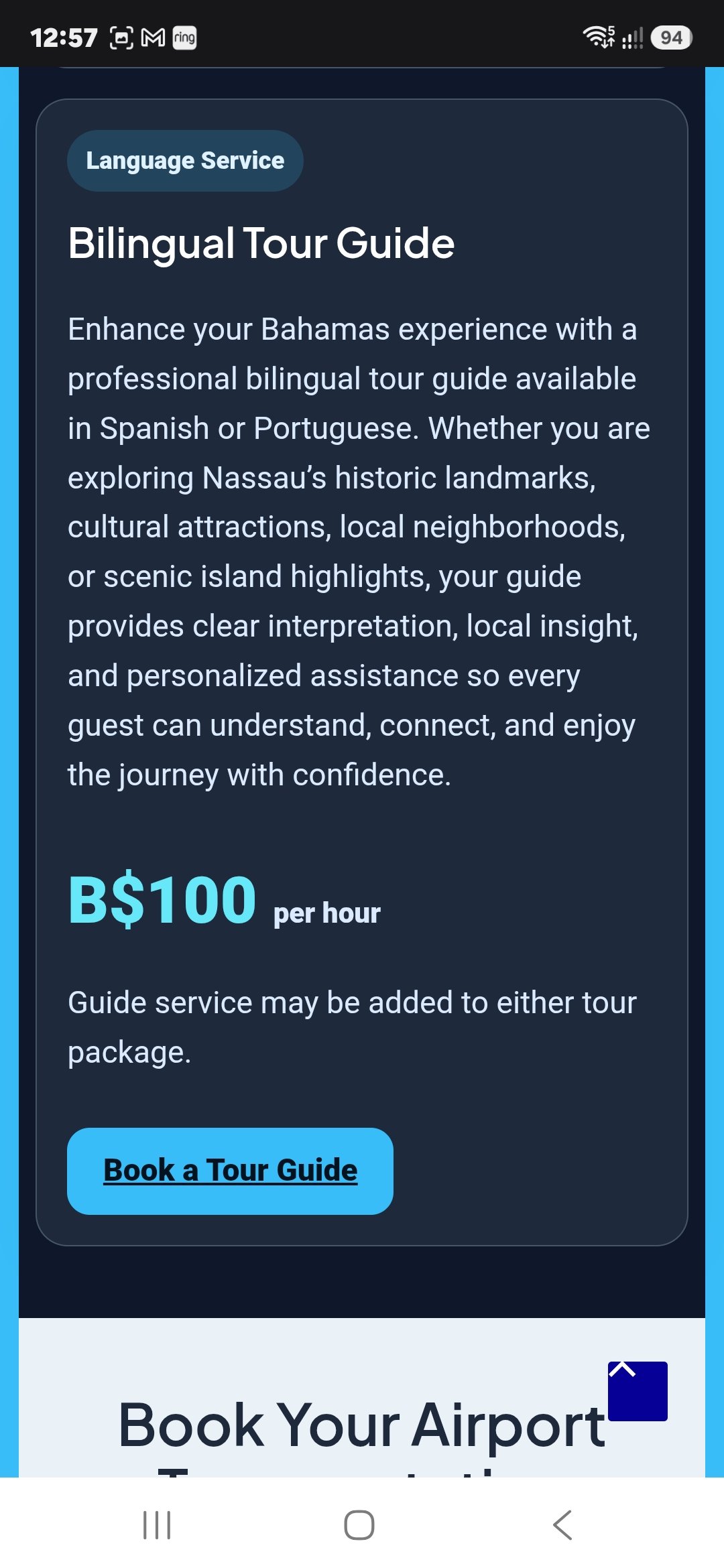 Bahamas Bilingual Tours website screenshot 10