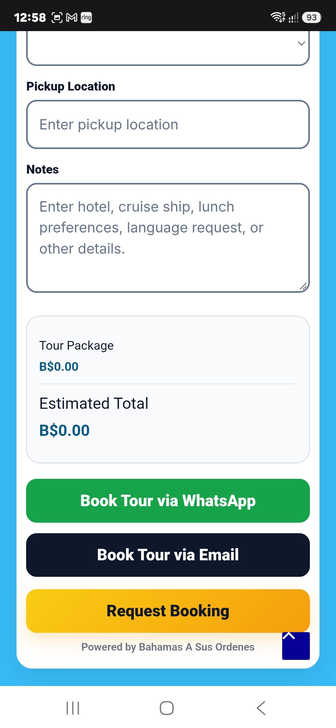 Bahamas Bilingual Tours website screenshot 14