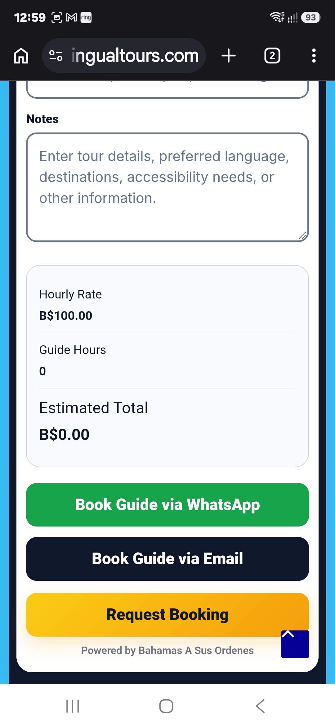 Bahamas Bilingual Tours website screenshot 16