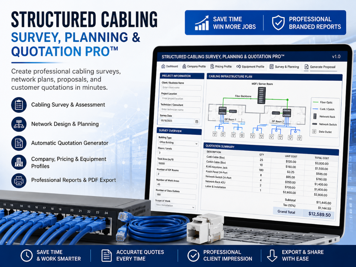 Structured Cabling Survey Planning and Quotation Pro