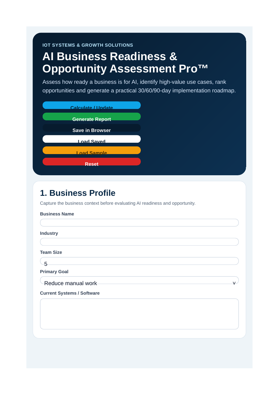 AI Business Readiness and Opportunity Assessment Pro preview