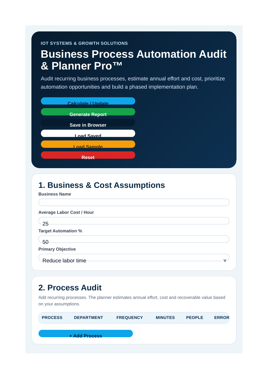 Business Process Automation Audit and Planner Pro preview