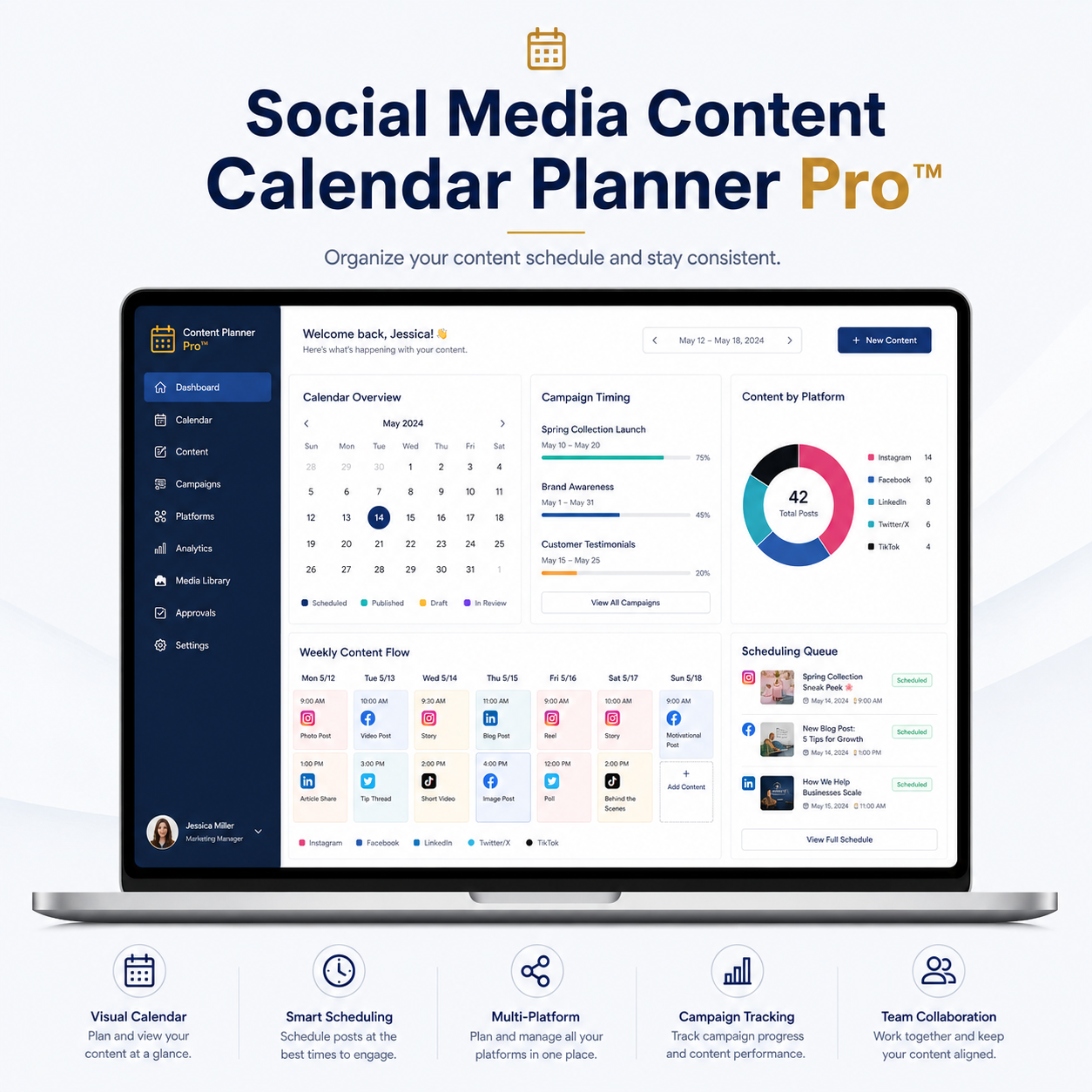 Social Media Content Calendar Planner Pro