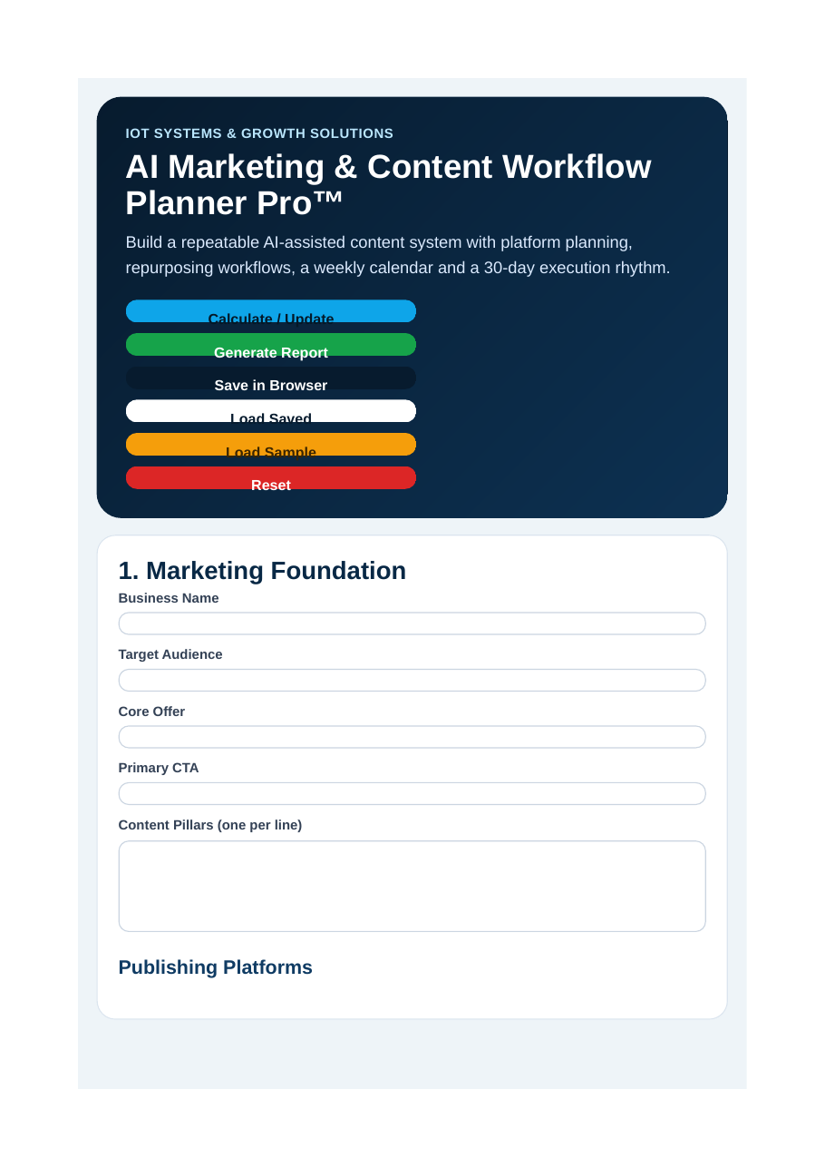 AI Marketing and Content Workflow Planner Pro preview